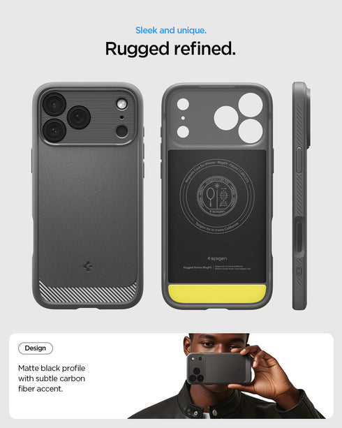 Spigen iPhone 17 Pro Max Case – Rugged Armor (MagFit)